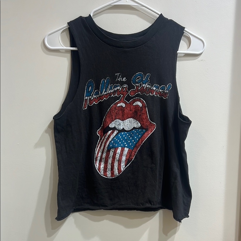 Black Rolling Stones Graphic Tank Top